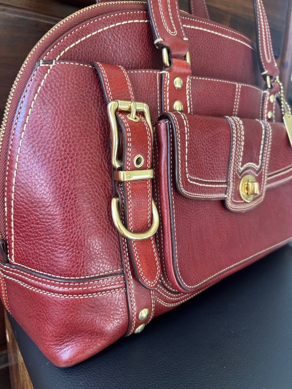 Authentic Vintage Coach Hampton Miranda Satchel Leather Bordeaux Burgundy 11085 - Picture 4 of 15